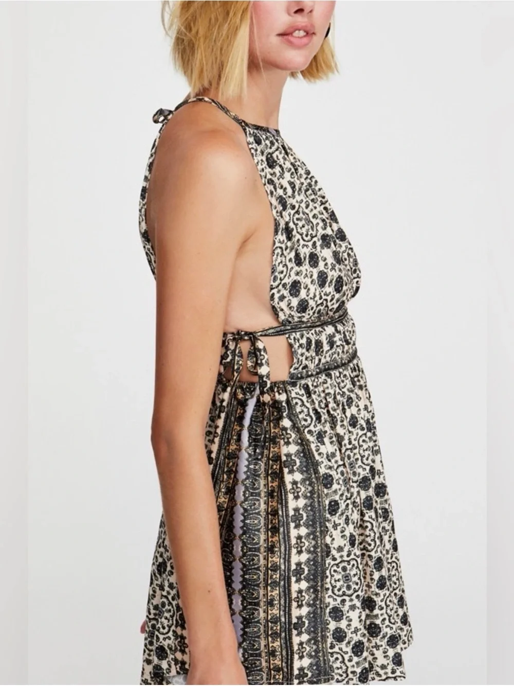 Free People Printed Midsummers Day Halter Mini Dress or Top - Picture 6 of 15